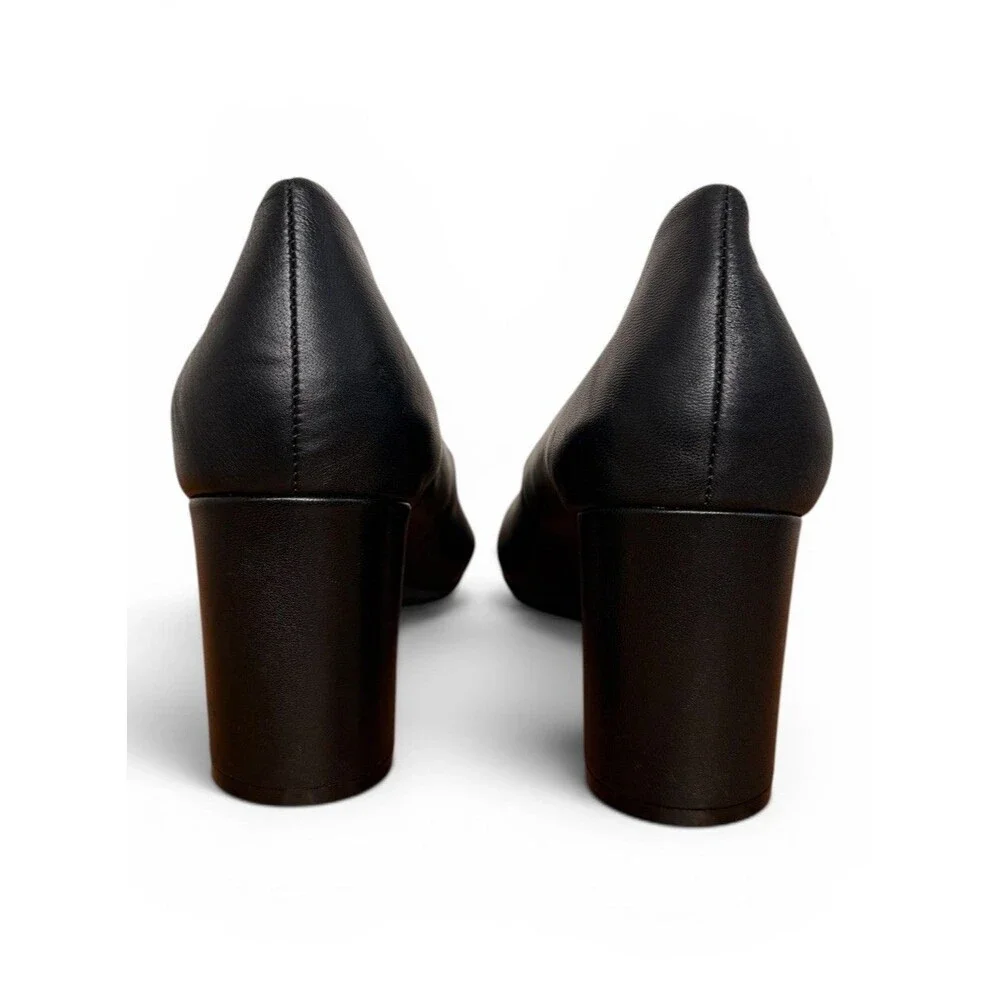 Aerosoles Bette Pumps Size 12 Leather Black Block Heel Pointed Toe Classic